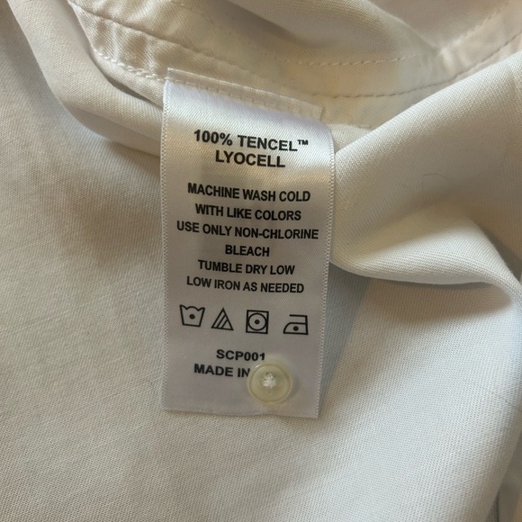 Quince Vintage Wash Tencel Camp Shirt White Button-Up Top XL - Picture 7 of 10